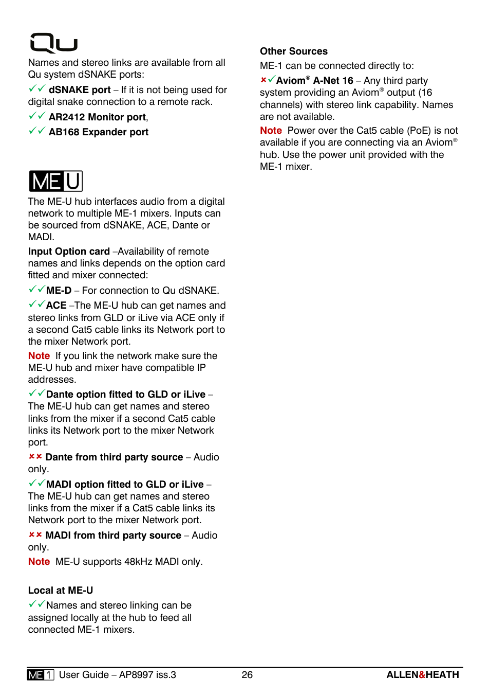 Allen&Heath ME-1 User Manual | Page 26 / 32