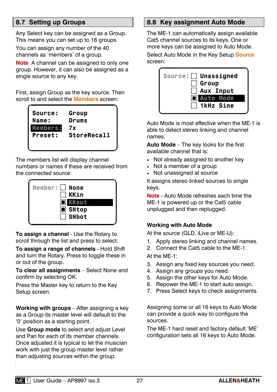 Allen&Heath ME-1 User Manual | Page 27 / 32