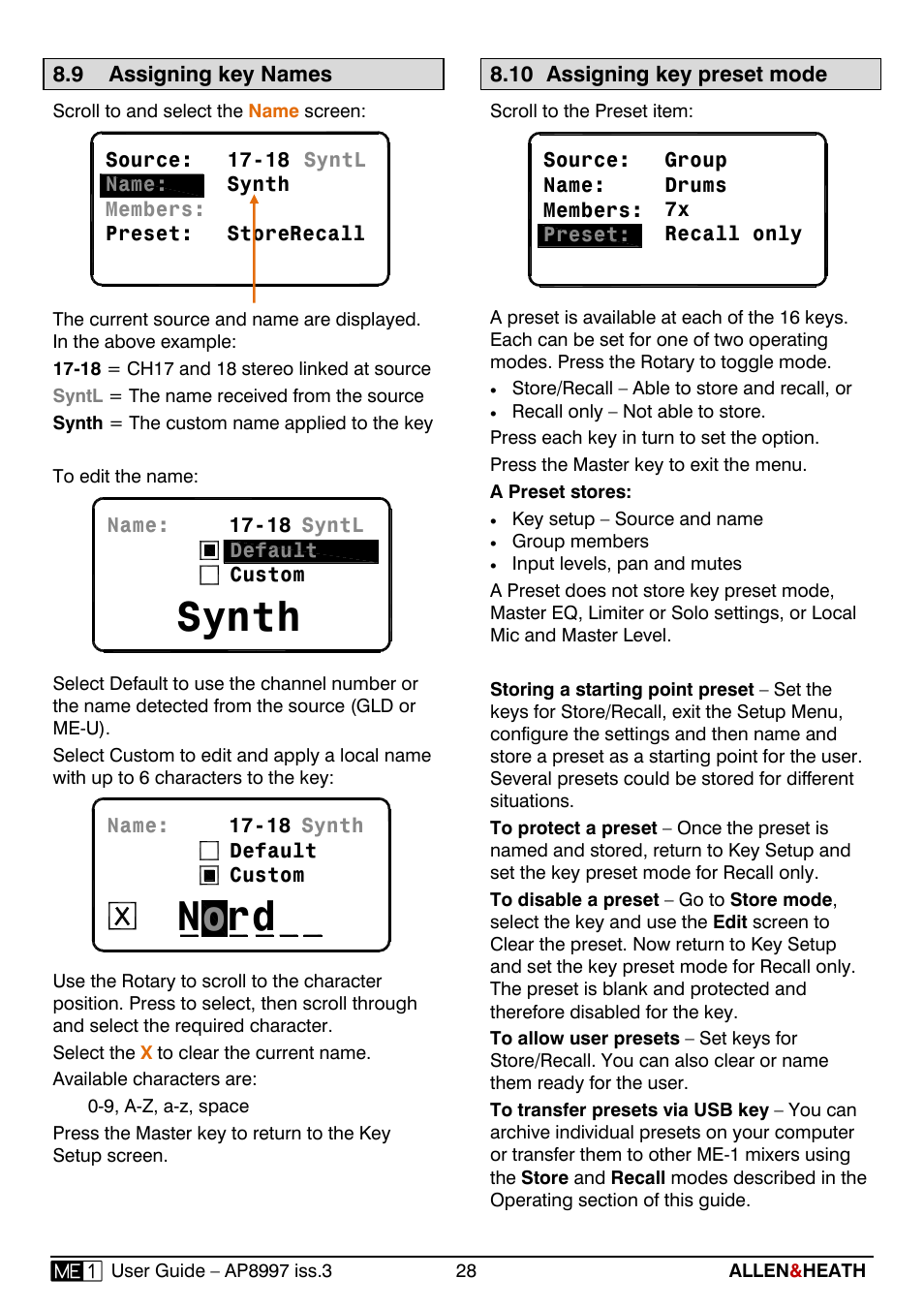 Synth, No rd | Allen&Heath ME-1 User Manual | Page 28 / 32