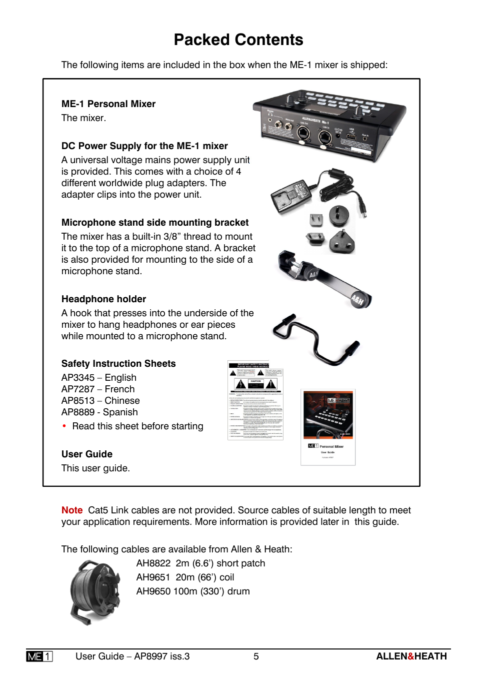 Packed contents | Allen&Heath ME-1 User Manual | Page 5 / 32