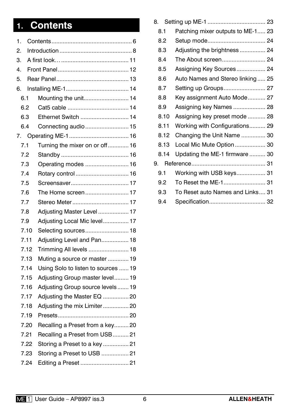 Allen&Heath ME-1 User Manual | Page 6 / 32