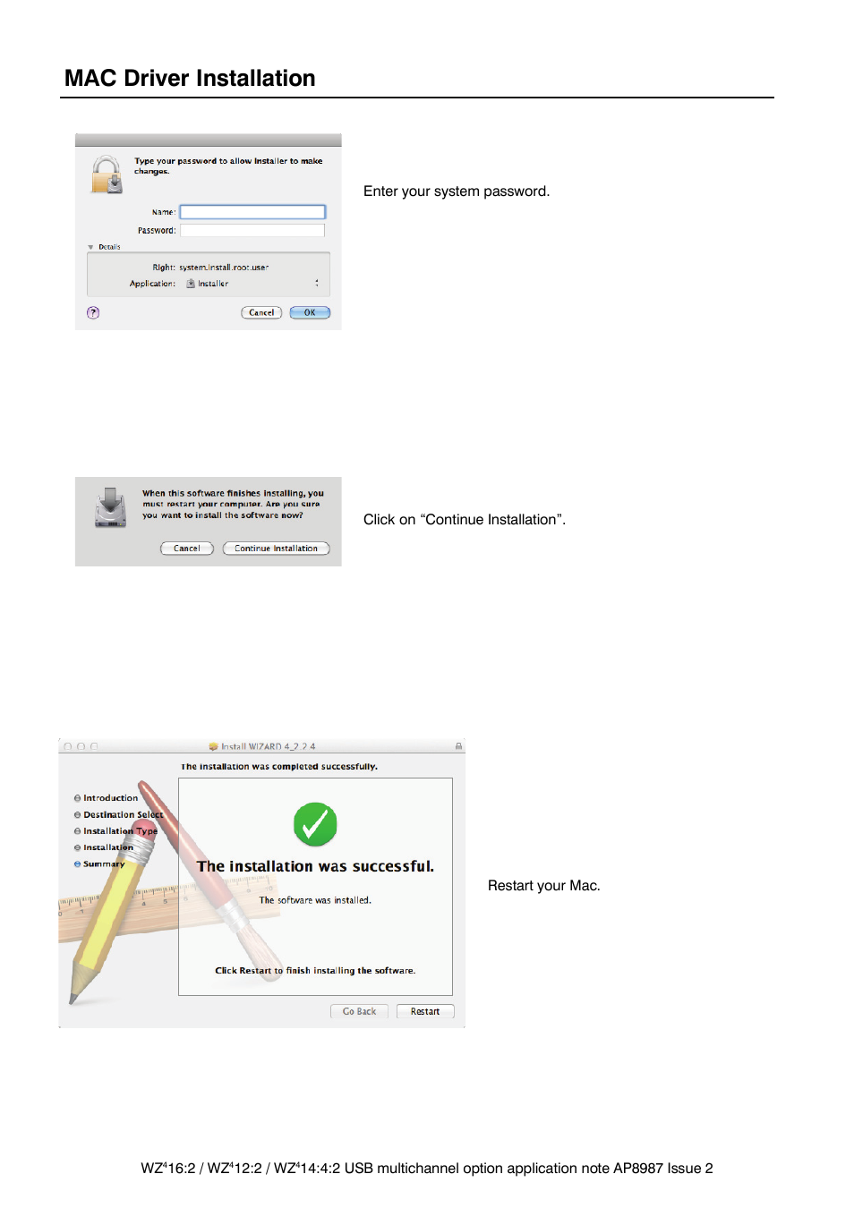 Mac driver installation | Allen&Heath MIXWIZARD WZ4 USB AUDIO User Manual | Page 7 / 8