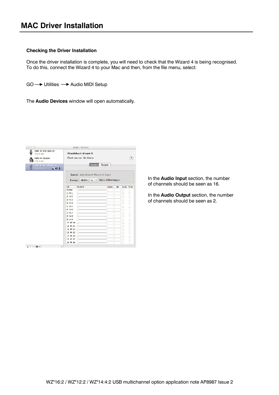 Mac driver installation | Allen&Heath MIXWIZARD WZ4 USB AUDIO User Manual | Page 8 / 8
