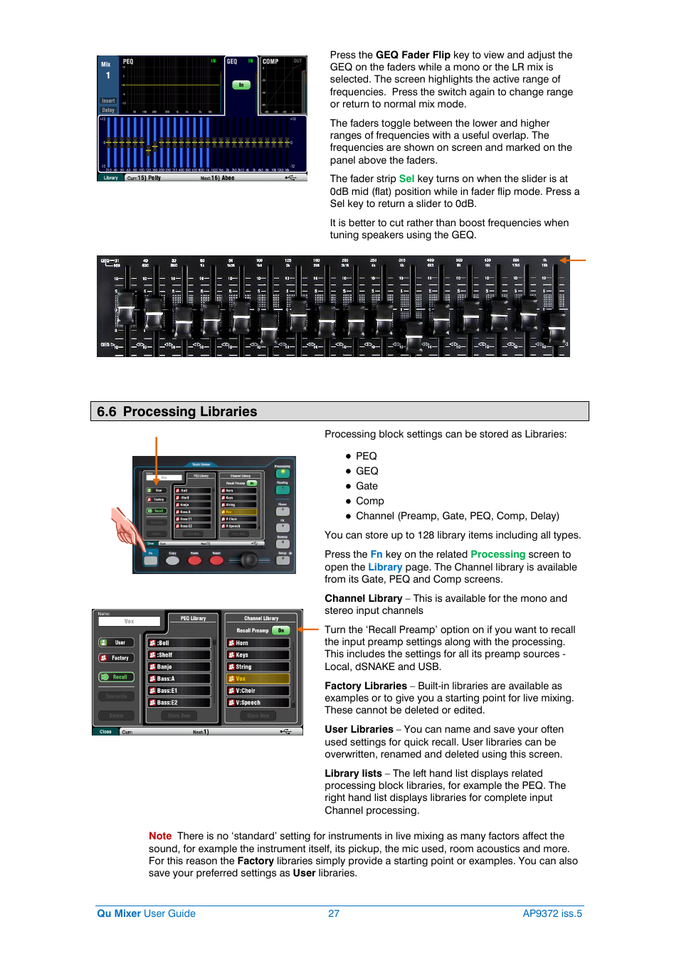 Processing libraries, 6 processing libraries | Allen&Heath Qu-32 User Manual | Page 27 / 72