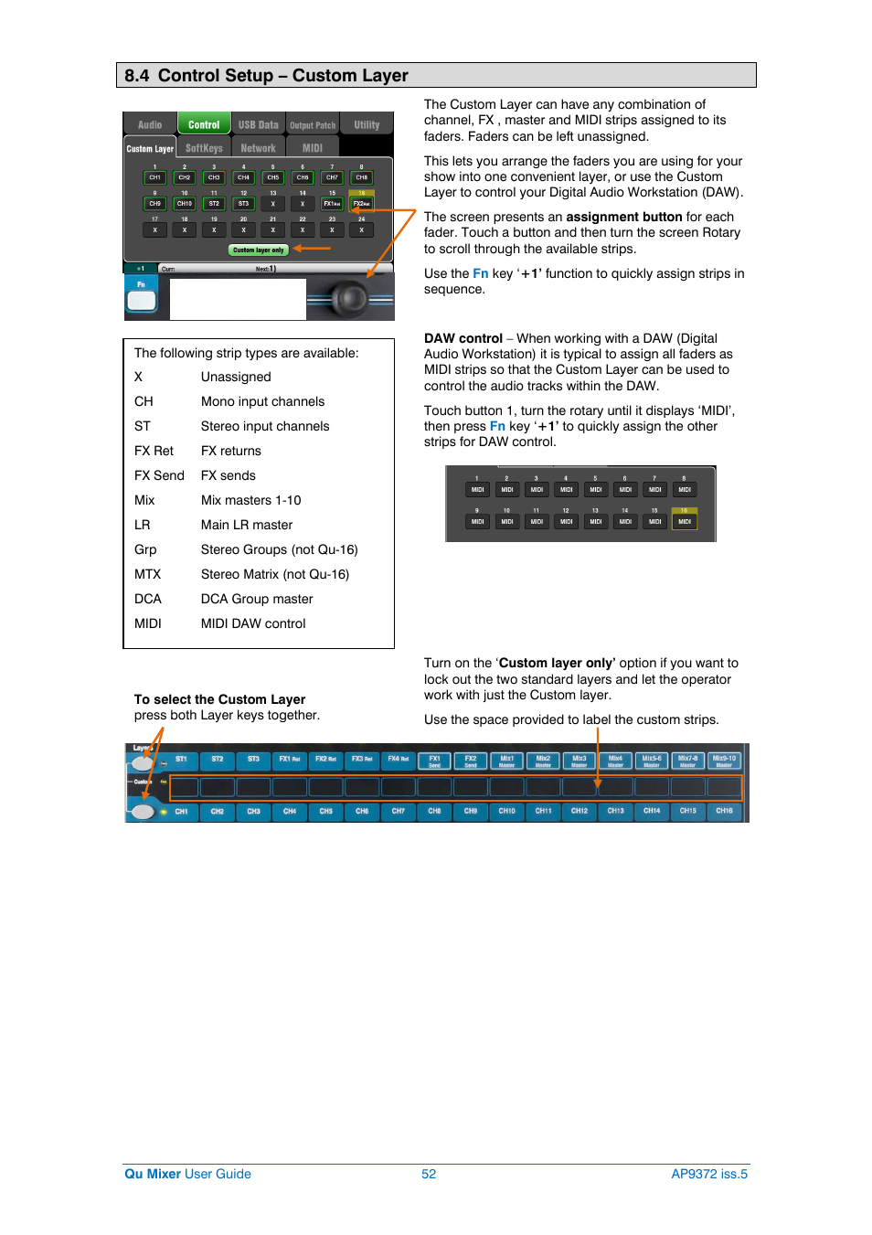 Custom layer, 4 control setup – custom layer | Allen&Heath Qu-32 User Manual | Page 52 / 72
