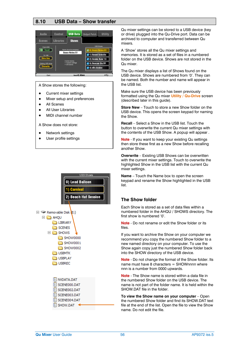 10 usb data – show transfer | Allen&Heath Qu-32 User Manual | Page 56 / 72