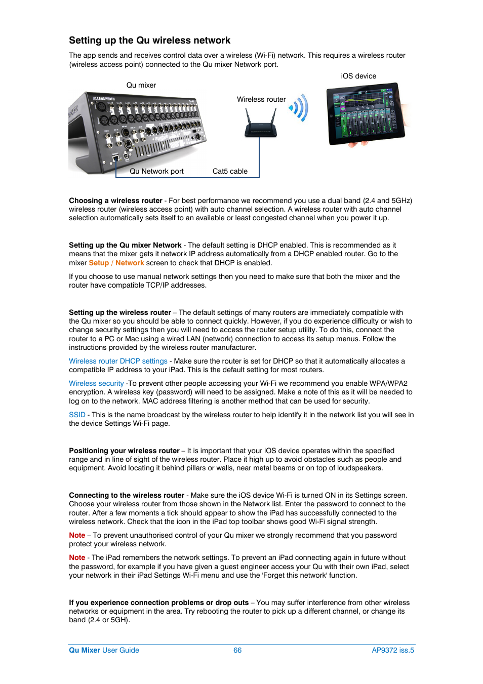 Setting up the qu wireless network | Allen&Heath Qu-32 User Manual | Page 66 / 72