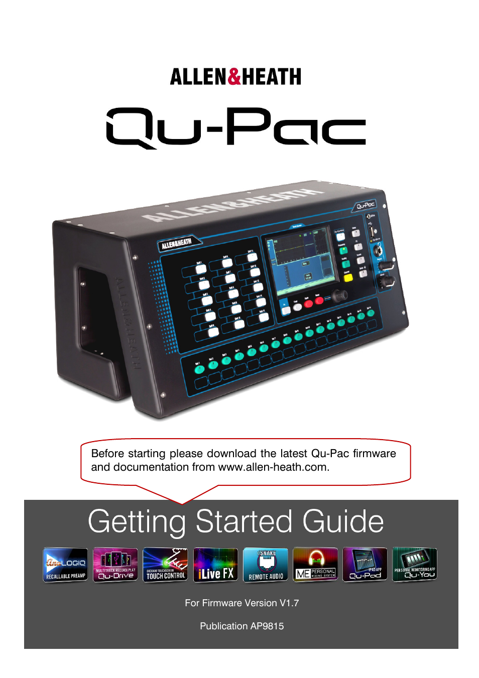 Allen&Heath QU-PAC User Manual | 20 pages