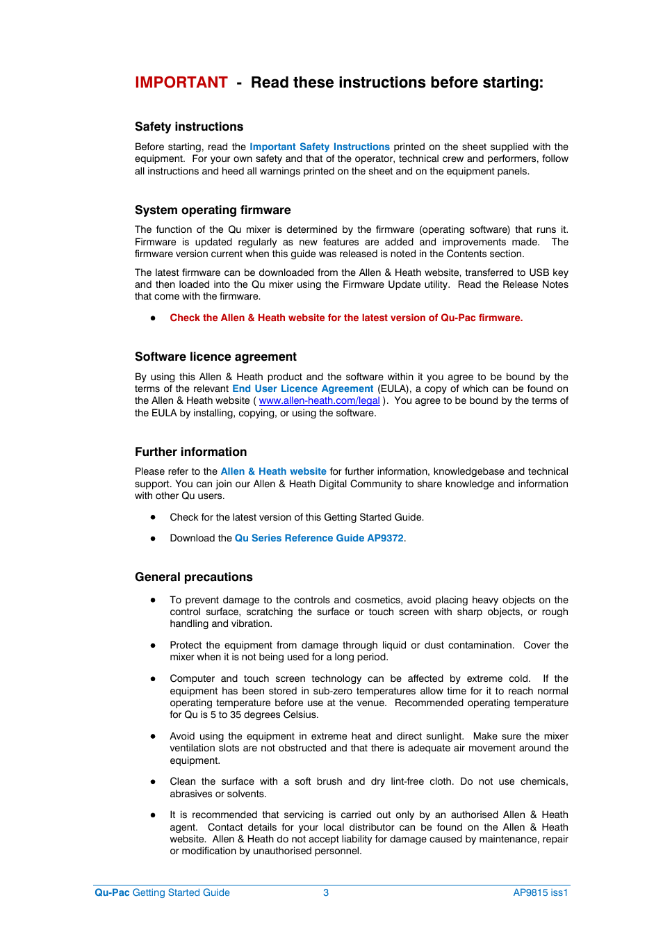 Allen&Heath QU-PAC User Manual | Page 3 / 20