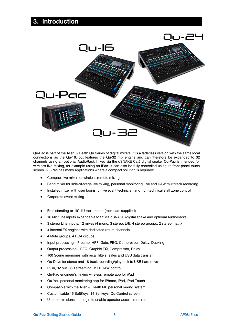 Introduction | Allen&Heath QU-PAC User Manual | Page 6 / 20
