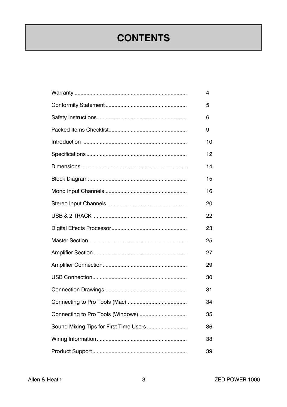 Allen&Heath ZED POWER User Manual | Page 3 / 40