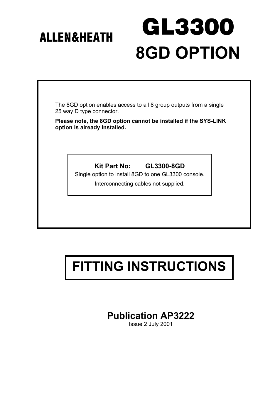 Allen&Heath GL3300-8GD User Manual | 6 pages