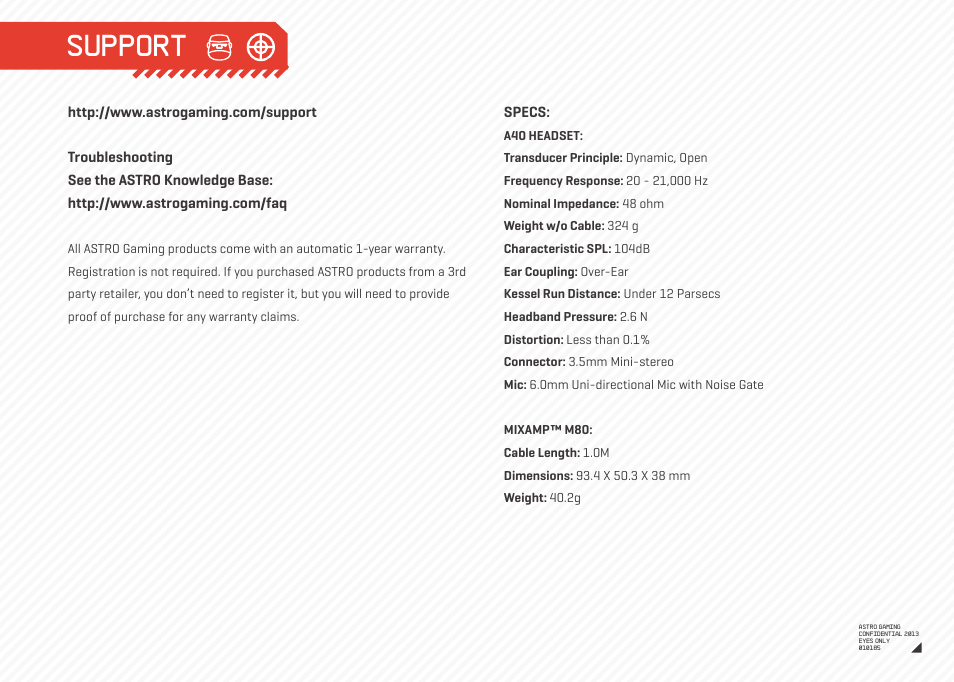 Support | Astro Gaming A40/M80 User Manual | Page 10 / 12