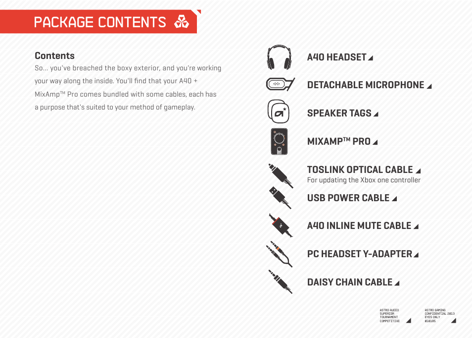 Package contents | Astro Gaming A40/MixAmp Pro User Manual | Page 3 / 14