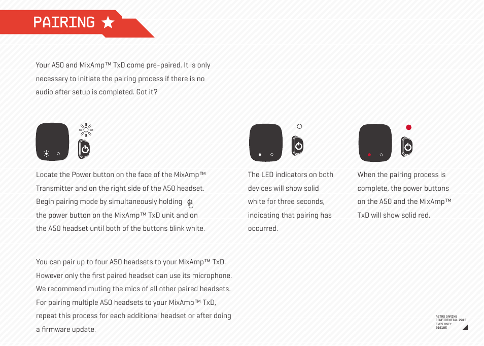 Pairing | Astro Gaming A50 ASTRO User Manual | Page 14 / 19