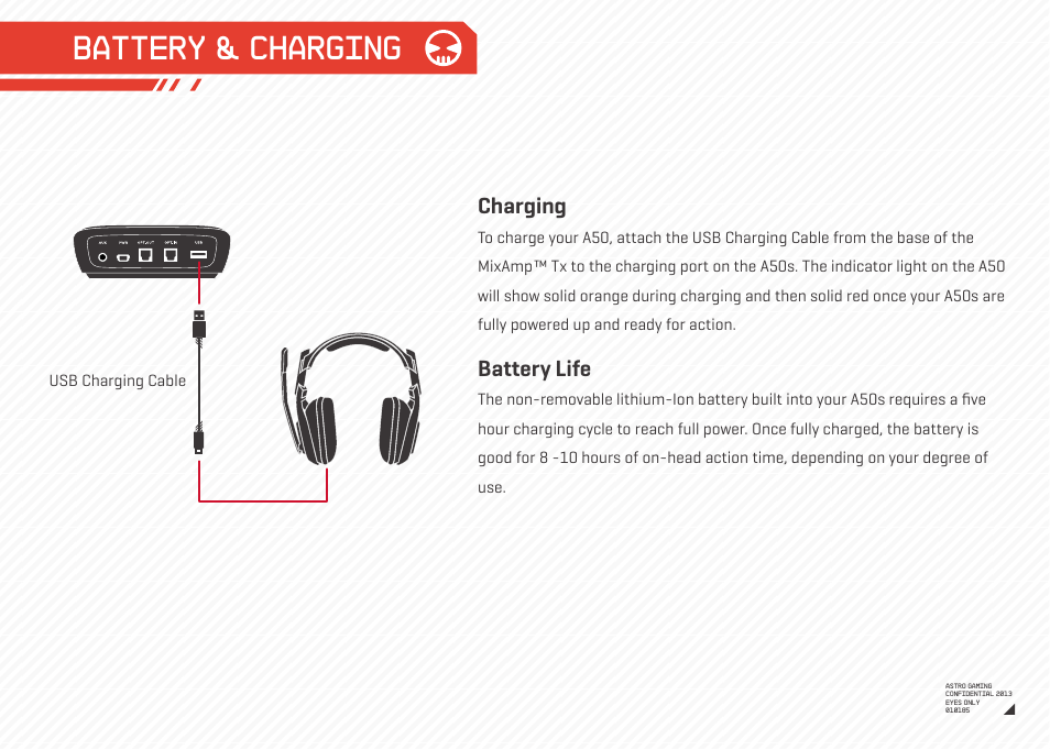 Battery & charging | Astro Gaming A50 ASTRO User Manual | Page 15 / 19