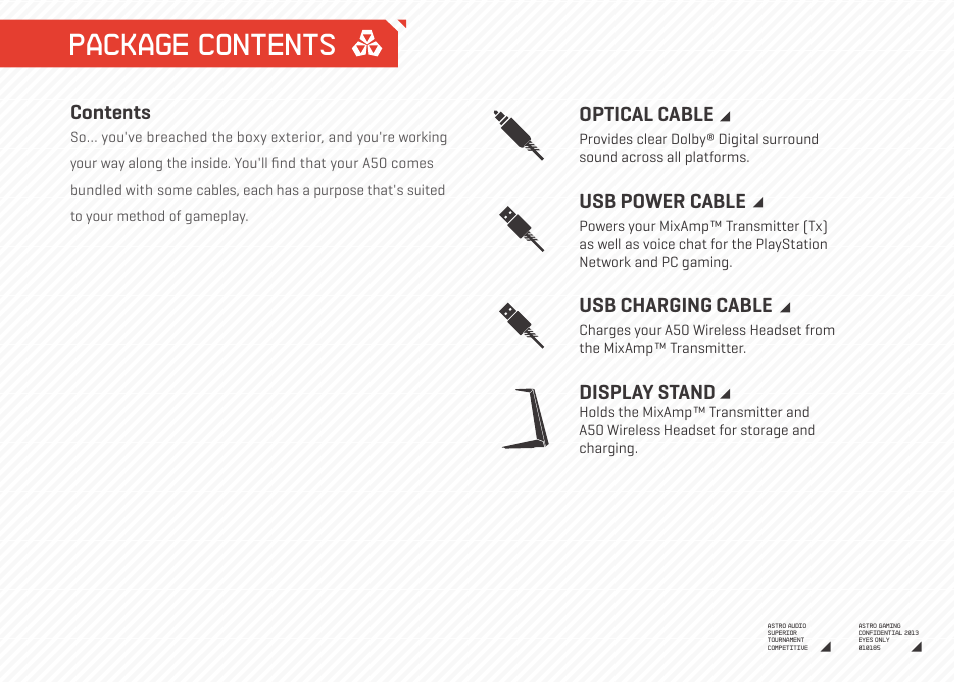 Package contents | Astro Gaming A50 ASTRO User Manual | Page 3 / 19