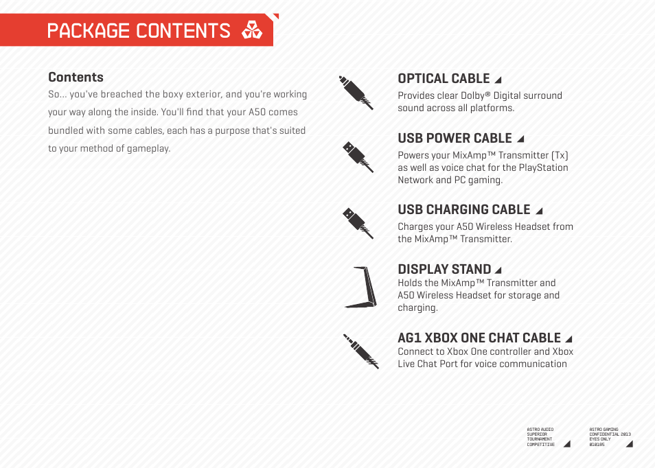 Package contents | Astro Gaming A50 Xbo User Manual | Page 3 / 14