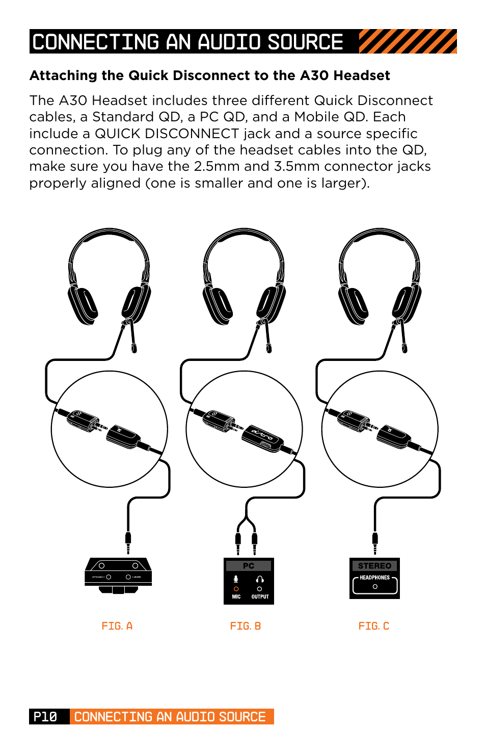 Connecting an audio source | Astro Gaming A30 User Manual | Page 10 / 16