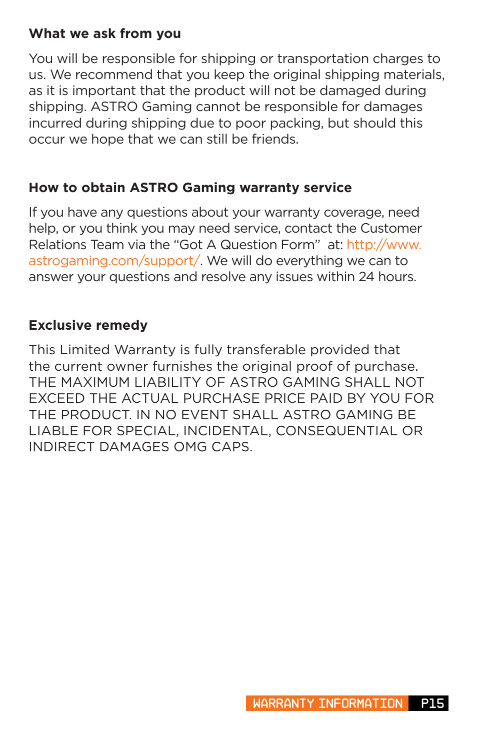 Astro Gaming A30 User Manual | Page 15 / 16