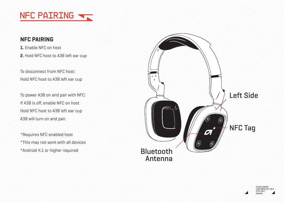 Nfc pairing, Nfc tag bluetooth antenna left side | Astro Gaming A38 User Manual | Page 8 / 11