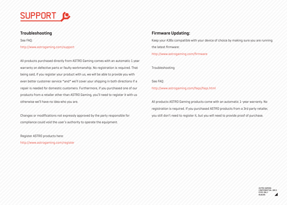 Support | Astro Gaming A38 User Manual | Page 9 / 11