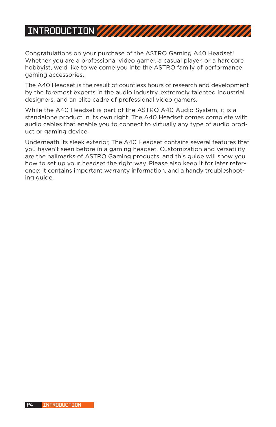 Introduction | Astro Gaming A40 User Manual | Page 4 / 14