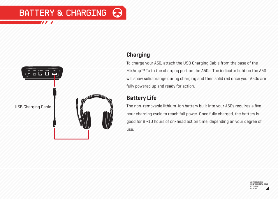 Battery & charging | Astro Gaming A50 Wireless User Manual | Page 13 / 16