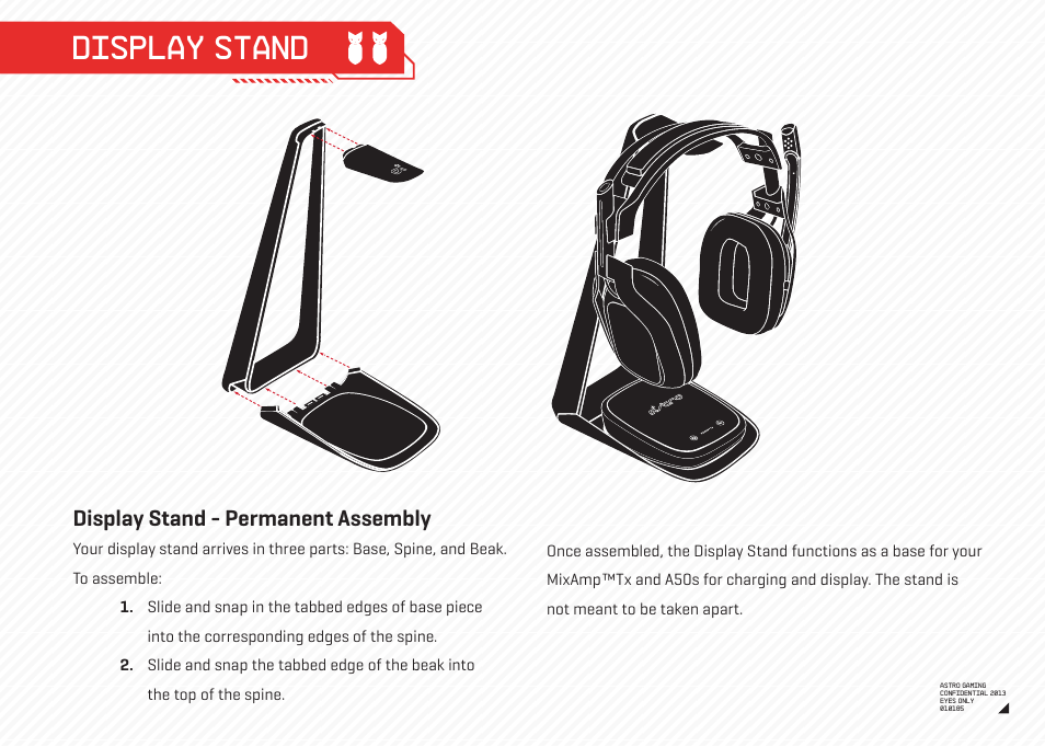 Display stand, Display stand - permanent assembly | Astro Gaming A50 Wireless User Manual | Page 14 / 16