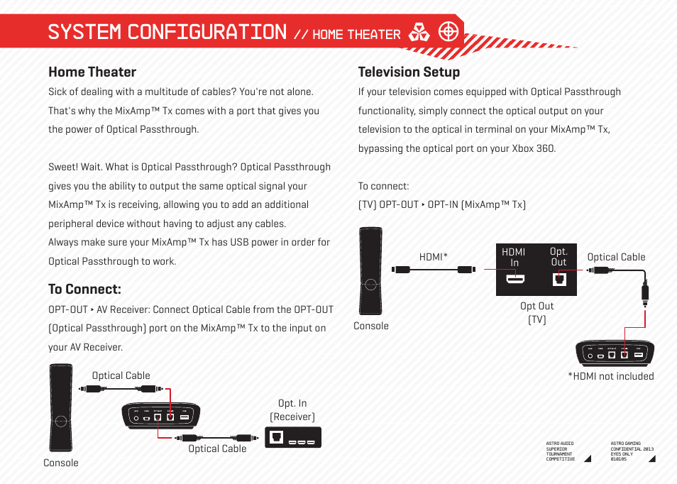 System configuration, Home theater, Television setup | Astro Gaming A50 Wireless User Manual | Page 7 / 16