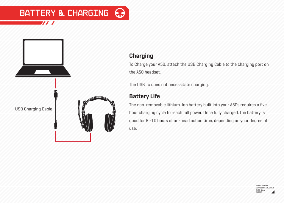 Battery & charging | Astro Gaming A50 PC Wireless User Manual | Page 11 / 15