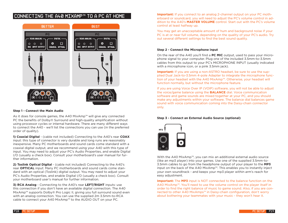 Connecting the a40 mixamp™ to a pc at home | Astro Gaming MixAmp User Manual | Page 10 / 13