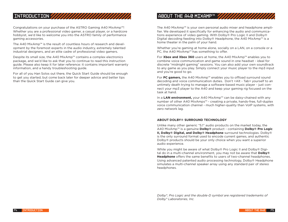 Introduction, About the a40 mixamp | Astro Gaming MixAmp User Manual | Page 3 / 13