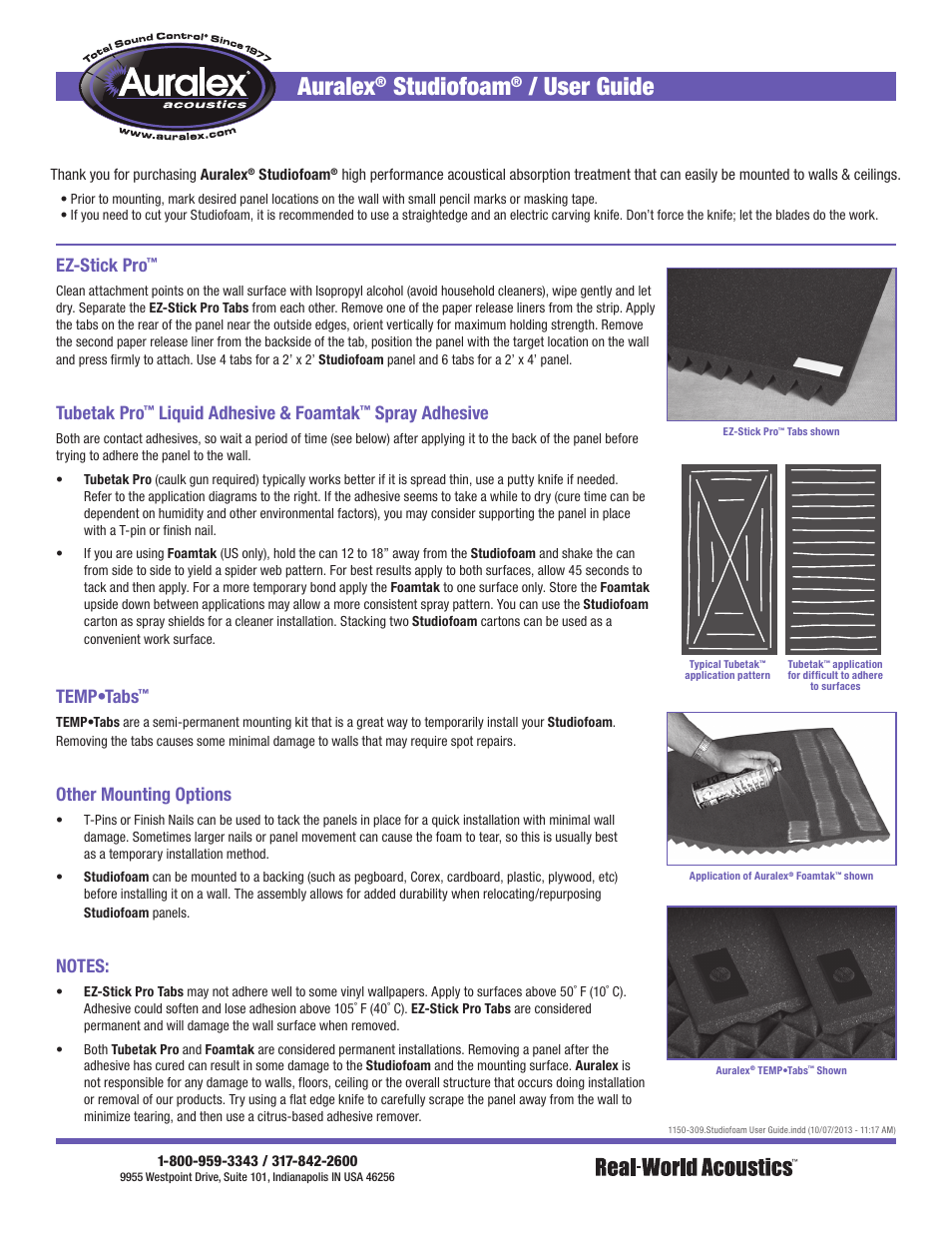 Auralex EZ-Stick Pro Tabs User Manual | 1 page
