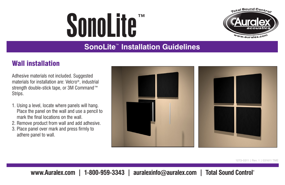 Sonolite | Auralex SonoLite User Manual | Page 2 / 2