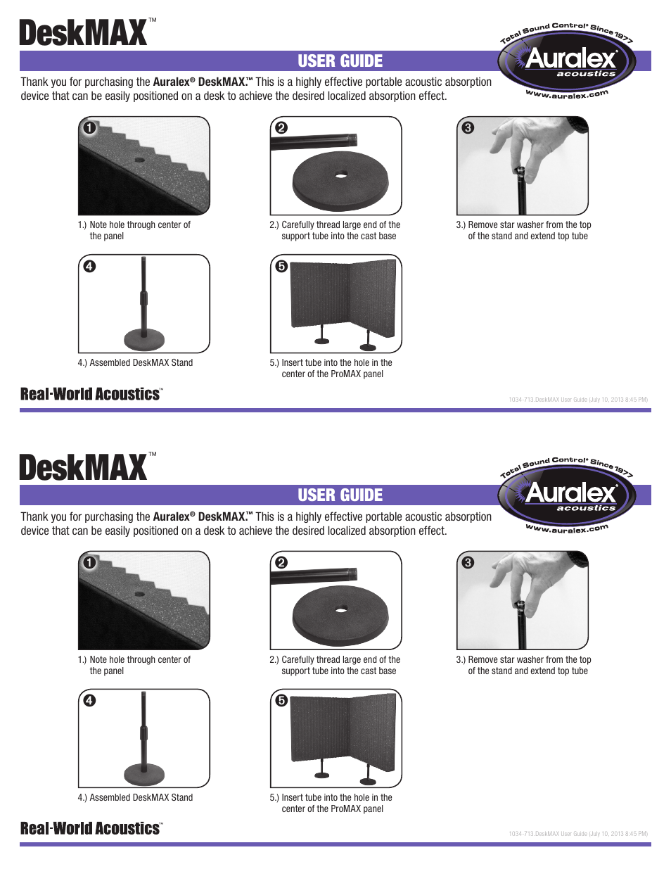 Auralex DeskMAX User Manual | 1 page