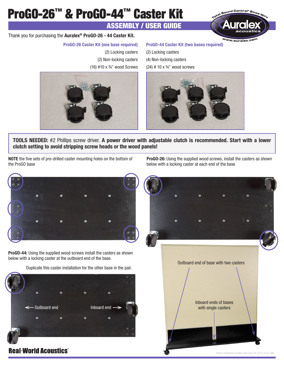 Auralex ProGO Caster Kit User Manual | 1 page