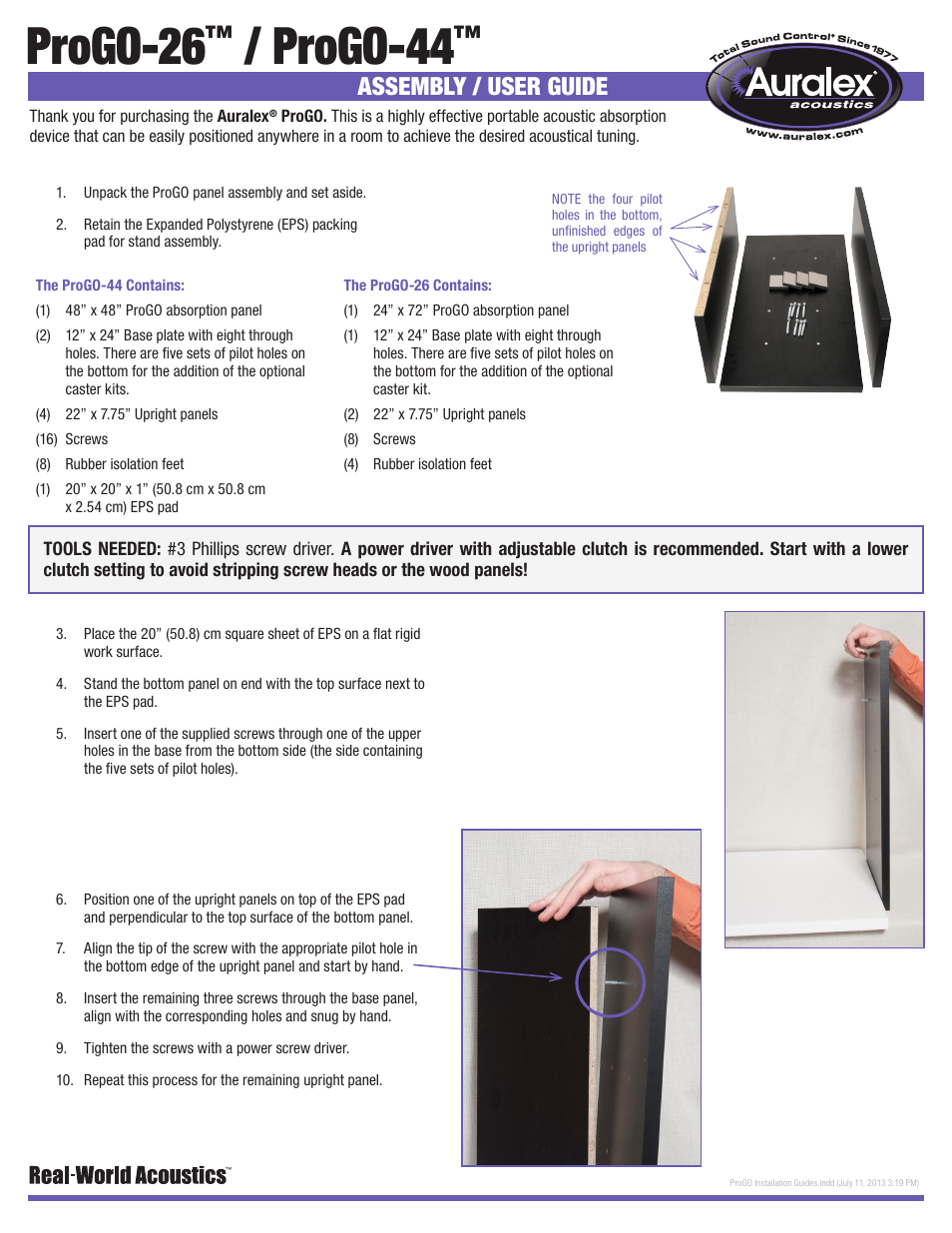 Auralex ProGO-44 User Manual | 2 pages