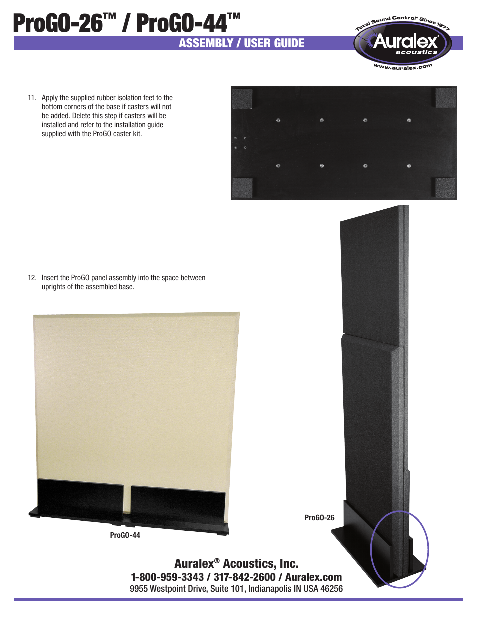 Progo-26, Progo-44 | Auralex ProGO-44 User Manual | Page 2 / 2