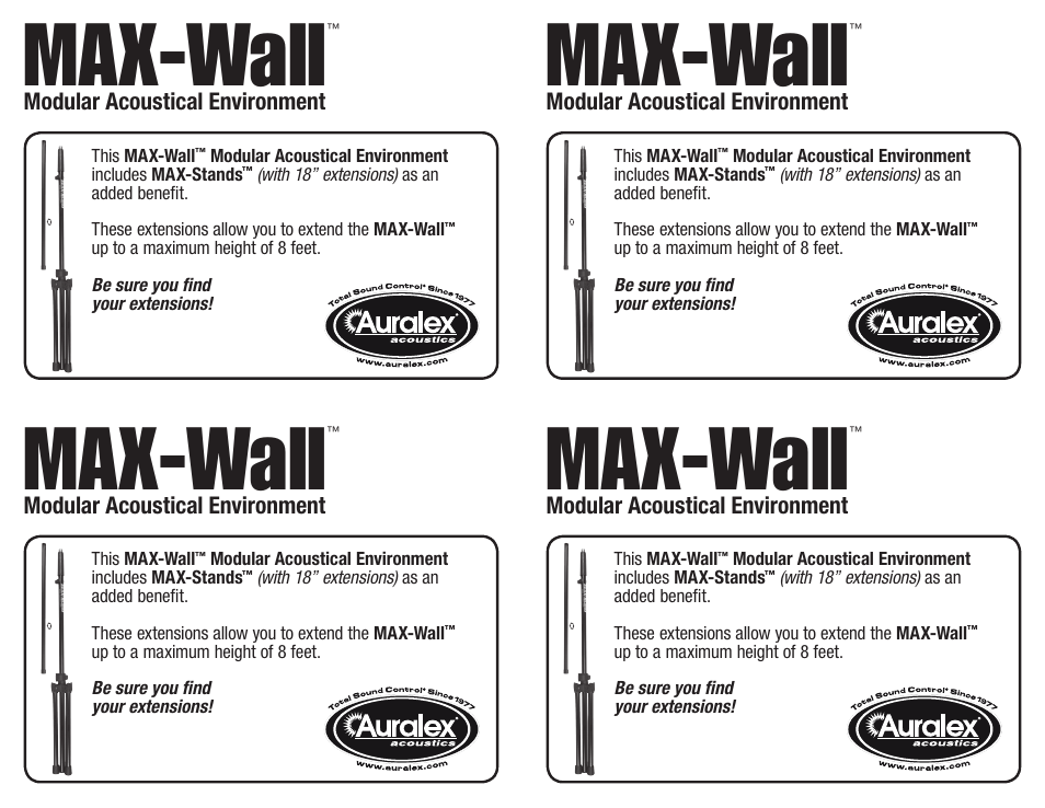 Auralex MAX-Wall Window User Manual | 1 page