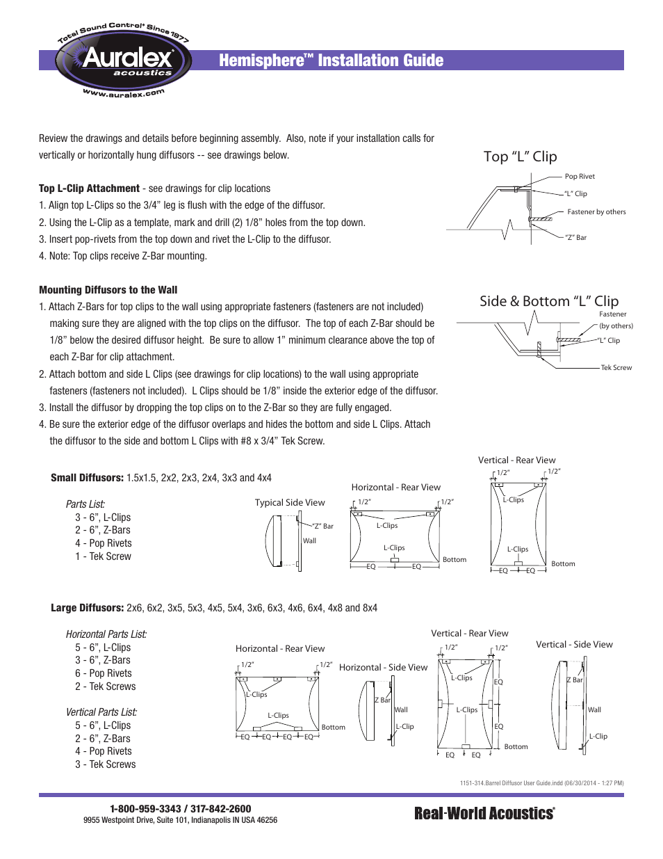 Auralex Hemisphere User Manual | 1 page