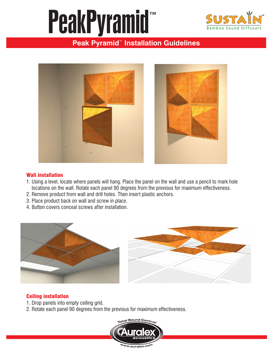 Peakpyramid | Auralex Peak Pyramid Diffusor User Manual | Page 2 / 2