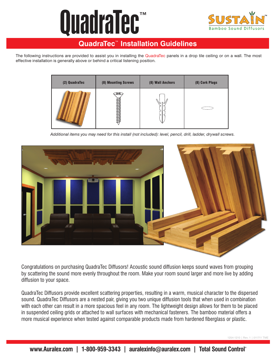 Auralex QuadraTec User Manual | 2 pages