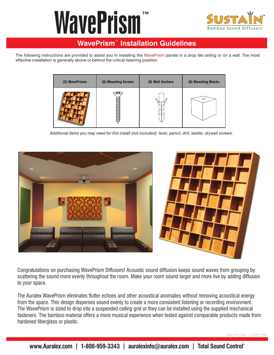 Auralex WavePrism User Manual | 2 pages