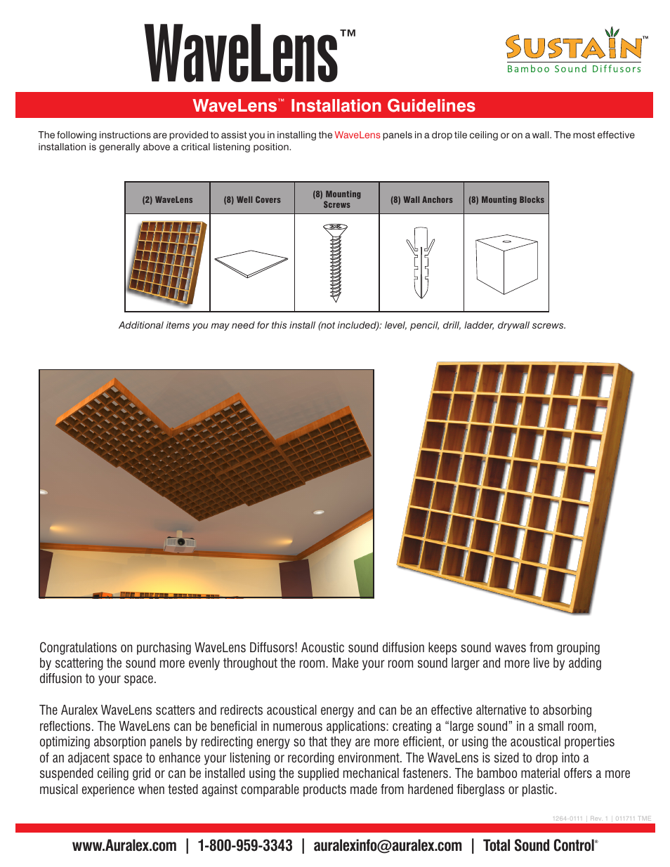 Auralex WaveLens User Manual | 2 pages