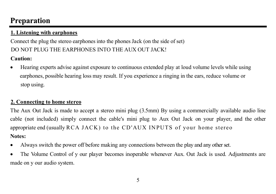 Preparation | Hyundai H-CD7004 User Manual | Page 5 / 47