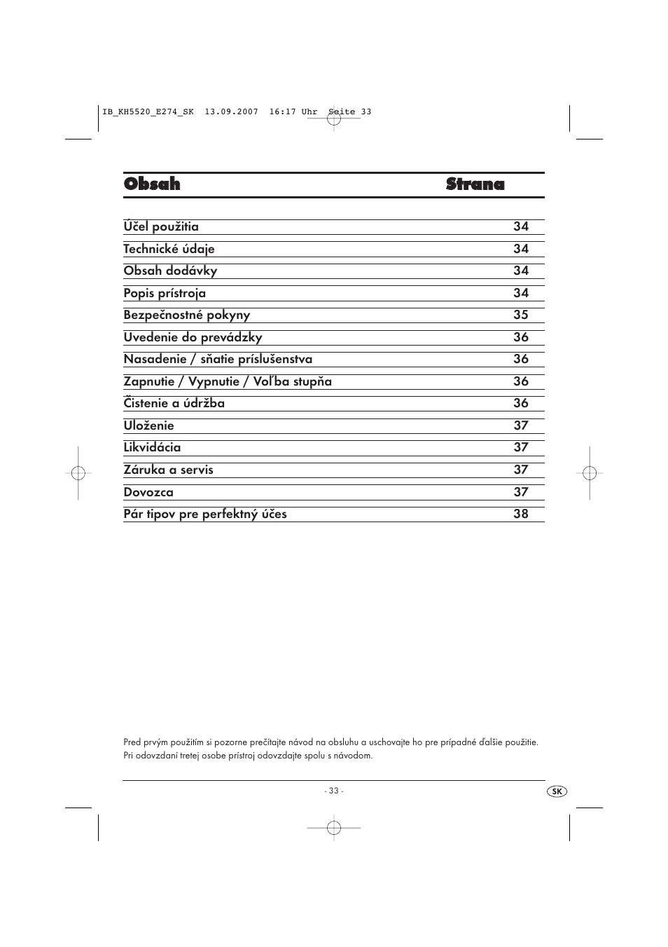 Oob bs sa ah h s sttrra an na a | Balance KH 5520 User Manual | Page 33 / 52