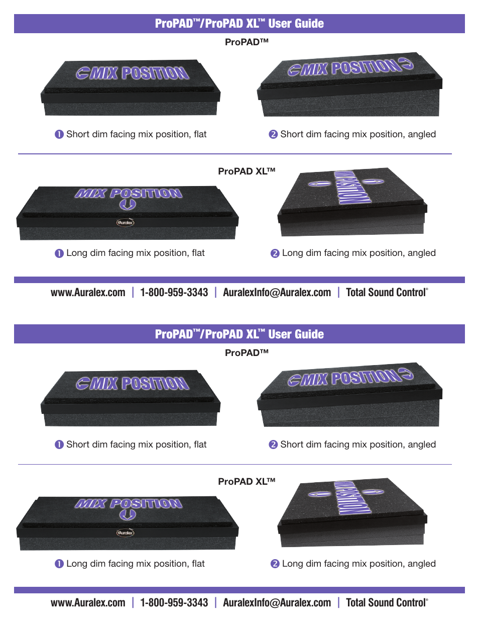 Propad, Propad xl, User guide propad | User guide | Auralex ProPAD-XL User Manual | Page 2 / 2