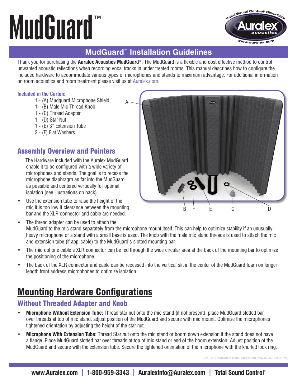 Auralex MudGuard User Manual | 2 pages