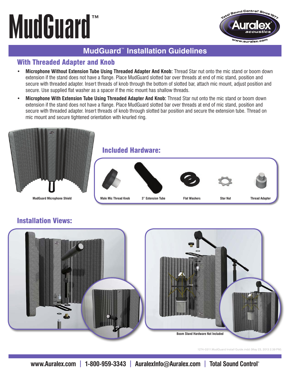 Mudguard, Installation guidelines | Auralex MudGuard User Manual | Page 2 / 2